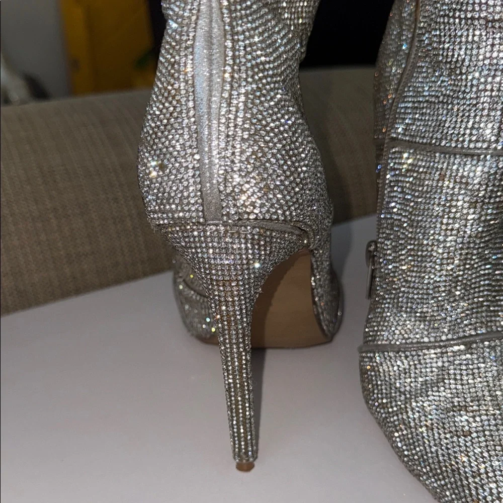 Silver Steve Madden Rhinestone Boots - Picture 3 of 8